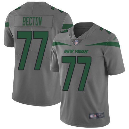 Nike Jets #77 Mekhi Becton Gray Youth Stitched NFL Limited Inverted Legend Jersey